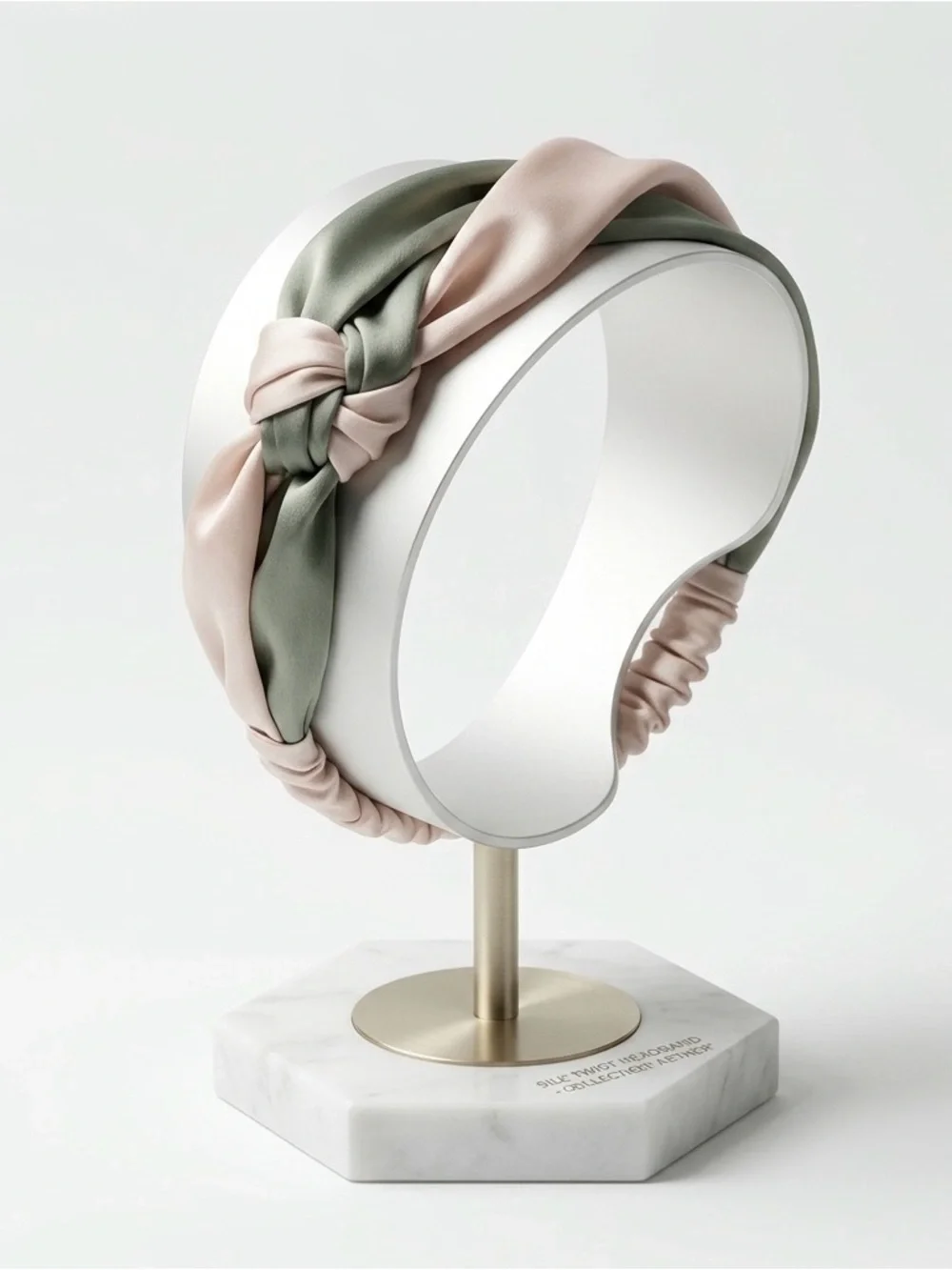Two-Tone Twisted Headband in Sage and Blush - Picture 2 of 3